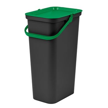 Papelera "moda" 40l Con Asa (cubo Negro-tapa Verde)