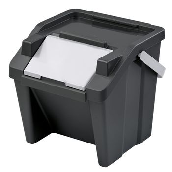 Papelera Apilable "moda" 30l Con Asa (cubo Negro-tapa Blanco)