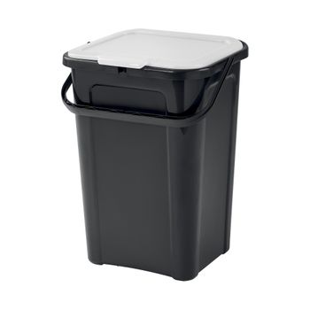 Cubo De Basura 44l "cover Line" Base Negra + Mango Blanco Tontarelli