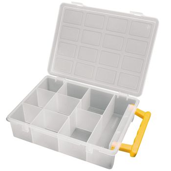 Organizador De Plástico Transparente Con 9 Compartimentos L242 X P188 X H60 Mm.