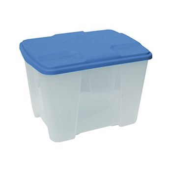 Caja De Plástico Multiuso Con Fondo Transparente Y La Cubierta Azúl L390x290xh272 Mm.