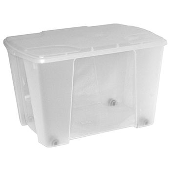 Caja De Plástico Multiuso Con Fondo Transparente Y La Cubierta Azúl L565x390xh350 Mm.