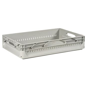 Caja Industrial Perforada 600x400 H 120 Mm Gris