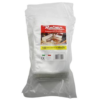 Reber Juego De 100 Bolsas 15x25 Para Envasadora Al Vacío 9701n Y 9700n - 6745n