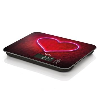 Balanza Electrónica Negro Con Corazón Fucsia Peso Máx. 15kg