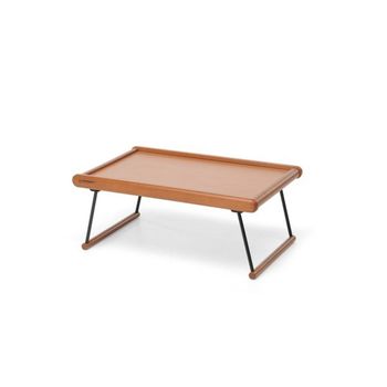 Bandeja Servir Cama 24x60x39cm Con Patas Madera/metal Nogal