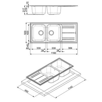 Smeg Lz116av2 Fregadero Fregadero Empotrado Rectangular Granito