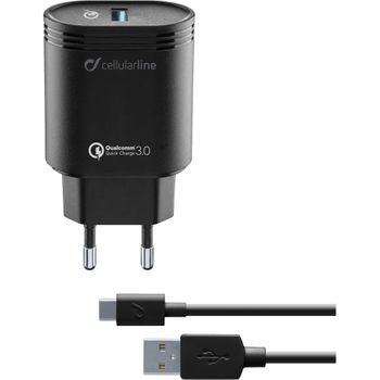 Cellularline Usb Charger Kit 18w - Usb-c - Huawei, Xiaomi, Wiko, Asus And Other Smartphone