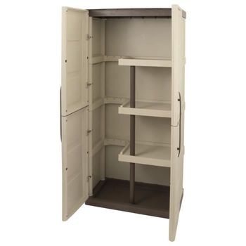 Armario De 4 Estantes De Resina 3 Puertas Con Escobero Titanium Beige  105x44x176 Cm Beige con Ofertas en Carrefour