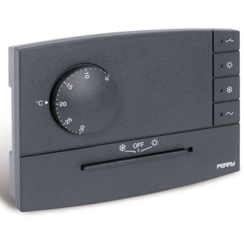 Perry 1tp Te503a Termostato Electrónico De Pared Verano/invierno Serie Zefiro Con Indicador De Antracita Control Est/inv Alimentación 230v Ac 50-60 Hz Instalación Desde La Pared O Semi-empotrada Reducción Nocturna De Entrada Remota -4°c Estado Del R