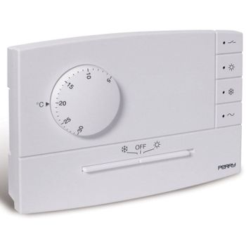 Perry 1tp Te503b Termostato Electrónico De Pared Serie Zefiro Con Indicador Blanco Control Est/inv Alimentación 230v Ac 50-60 Hz Instalación Desde Pared O Semi-empotrada Reducción Nocturna De Entrada Remota -4°c Estado Del Relé Led, Est/inv Y Red D