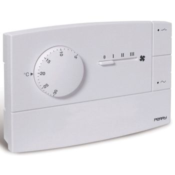 Perry 1tp Te566b Termostato Electrónico De Pared Serie Zefiro Para Bobina De Ventilador Color Blanco Control De 3 Velocidades 1 Nivel De Temperatura 1 Control Continuo Est/inv Control Led Estado Del Relé Y Presencia En Red 230v Alimentación Ca 50-60 H