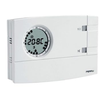 Cronotermostato Digital Analógico Diario Perry 1crcr308-g Color Blanco 3v Easy Pantalla Lcd De 2 Pulgadas 2/3 Ajuste Del Juego De Temperatura Mostrado En La Pantalla 2 Niveles De Temperatura Y Anticongelante Cronotermostato De Pared Diario Perry Blanco