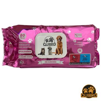 Toallitas Higienizantes Para Perros, Gatos Y Cachorros Con Fragancia Clorexidina. 80 Uds.