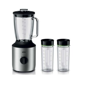 Braun JB3150BK - Batidora de vaso 800 W (capacidad 1.5 L, vaso de cristal  resistente al calro, velocidad variable y pulse, cuchicas de acero inox