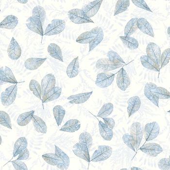 Evergreen Papel Pintado Leaves Blanco Y Azul Noordwand