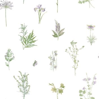 Papel De Pared Evergreen Herbs And Flowers Blanco Noordwand