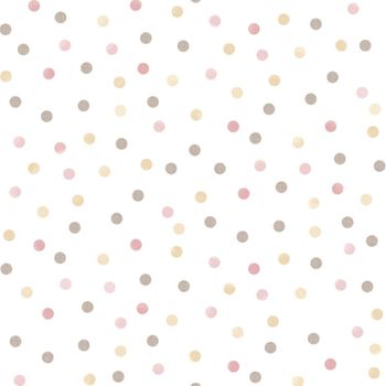 Papel Pintado Mondo Baby Confetti Dots Blanco, Rosa Y Marrón Noordwand