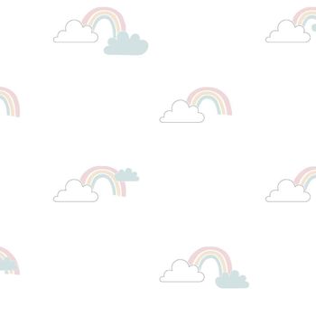 Papel Pintado Mondo Baby Clouds Blanco, Azul Y Rosa Noordwand