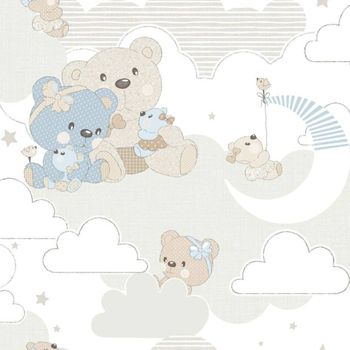 Papel Pintado Mondo Baby Hug Bears Azul Y Beige Noordwand