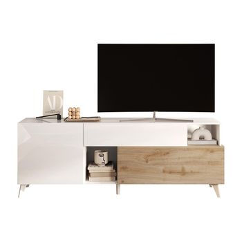 Mueble Bajo De Tv Donala 1 Cajón 181x42x67 Cm Color Color Natural Claro, Blanco Vente-unique