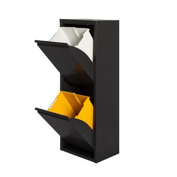 Cubo De Basura Y Reciclaje Eco Recycling Metálico De 2 Compartimentos, 2x17l (34l) Negro