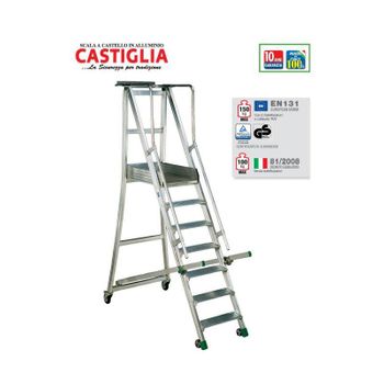 Escalera Almacén Castiglia Con Plataforma De 2 A 10 Peldaños Ca1/100 - Ca1/100 Escalera Almacén 4 Pel. + Plataforma M. 1.00