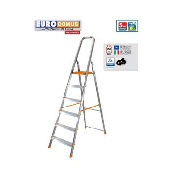 Escalera Doméstica Eurodomus De 3 A 8 Peldaños E6/n - 6 Peldaños