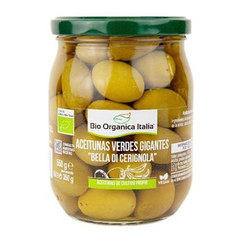 Aceitunas Verdes Gigantes Bella Di Cerignola Bio 550g Organica Italia