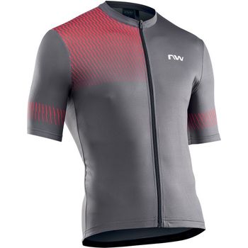 Northwave Maillot Manga Corta Origin Gris Oscuro-rojo