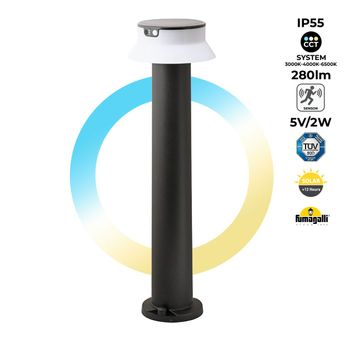 Bolardo Solar Led "felice 800" 73cm Con Sensor Pir - 3 Modos De Funcionamiento