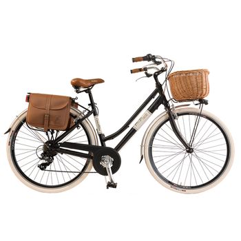 Bicicleta Via Veneto By Canellini Retro Aluminio Mujer Cesto+bolsa Lateral Talla 46 Negro