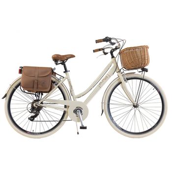 Bicicleta Via Veneto By Canellini Retro Aluminio Mujer Cesto+bolsa Lateral Talla 50 Nata