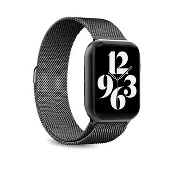 Puro Correa Metal Milanese Compatible Con Apple Watch 42/44/45mm Negra