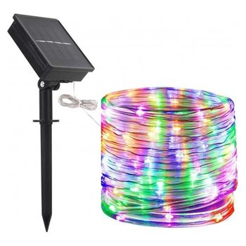 Tira De Luces Led Solar Impermeables Con Manguera De Luz Para Exteriores Panel Solar Waterproof 22 Metros - 200 Led, Multicolor