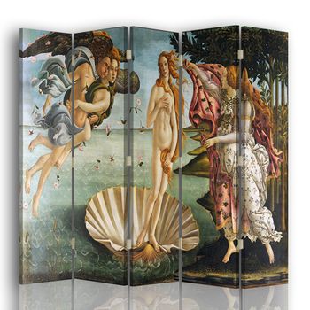 Legendarte - Biombo El Nacimiento De Venus - Sandro Botticelli - Separador De Ambientes Para Interiores Cm. 180x170 (5 Paneles)