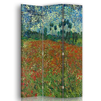 Legendarte - Biombo Campo De Amapolas - Vincent Van Gogh - Separador De Ambientes Para Interiores Cm. 110x150 (3 Paneles)