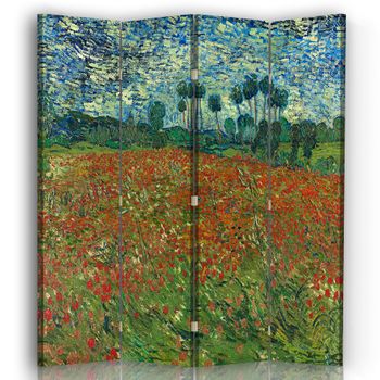 Legendarte - Biombo Campo De Amapolas - Vincent Van Gogh - Separador De Ambientes Para Interiores Cm. 145x170 (4 Paneles)