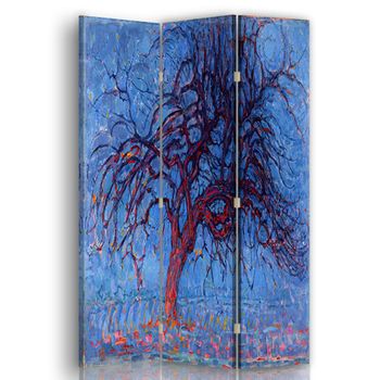 Legendarte - Biombo El Árbol Rojo - Piet Mondrian - Separador De Ambientes Para Interiores Cm. 110x150 (3 Paneles)