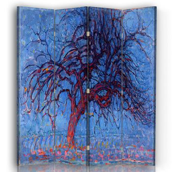 Legendarte - Biombo El Árbol Rojo - Piet Mondrian - Separador De Ambientes Para Interiores Cm. 145x170 (4 Paneles)