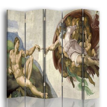 Legendarte - Biombo La Creación De Adán - Michelangelo Buonarroti - Separador De Ambientes Para Interiores Cm. 180x170 (5 Paneles)