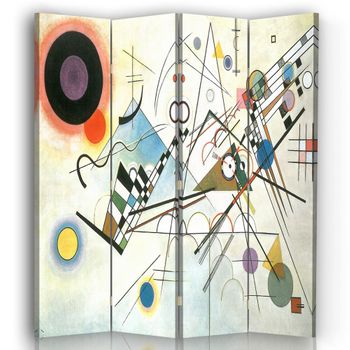 Legendarte - Biombo Composición Viii - Wassily Kandinsky - Separador De Ambientes Para Interiores Cm. 145x170 (4 Paneles)