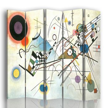 Legendarte - Biombo Composición Viii - Wassily Kandinsky - Separador De Ambientes Para Interiores Cm. 180x170 (5 Paneles)