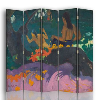 Legendarte - Biombo Fatata Te Miti - Paul Gauguin - Separador De Ambientes Para Interiores Cm. 180x170 (5 Paneles)