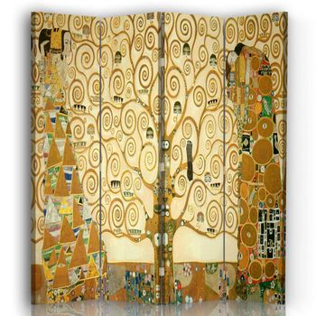 Legendarte - Biombo El Árbol De La Vida - Gustav Klimt - Separador De Ambientes Para Interiores Cm. 145x170 (4 Paneles)