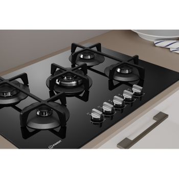 Indesit Ing 72t/bk Hobs Negro Integrado 73 Cm Encimera De Gas 5 Zona(s)