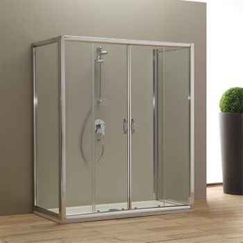 Puerta De Ducha 180cm 2 Puertas Fijas 80cm Cristal Transparente | Giada