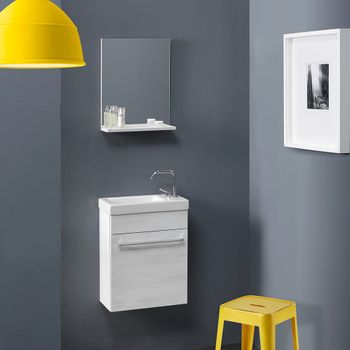 Kvstore® Mobiliario De Baño Colgante Pequeño Con Lavabo Serie Smart - Blanco