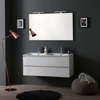 Mueble De Baño 120 Cm Con 2 Cajones Promenade Lavabo Doble Luz Led | Berlin