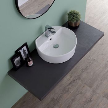 Lavabo De Diseño Ovalado De Cerámica Blanca De 44cm